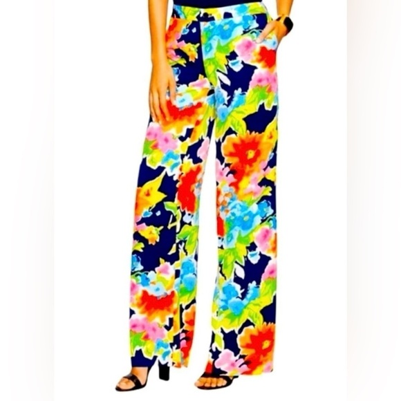 Lauren Ralph Lauren Pants - Lauren by Ralph Lauren Floral Print Wide-Leg Pants - Size 8